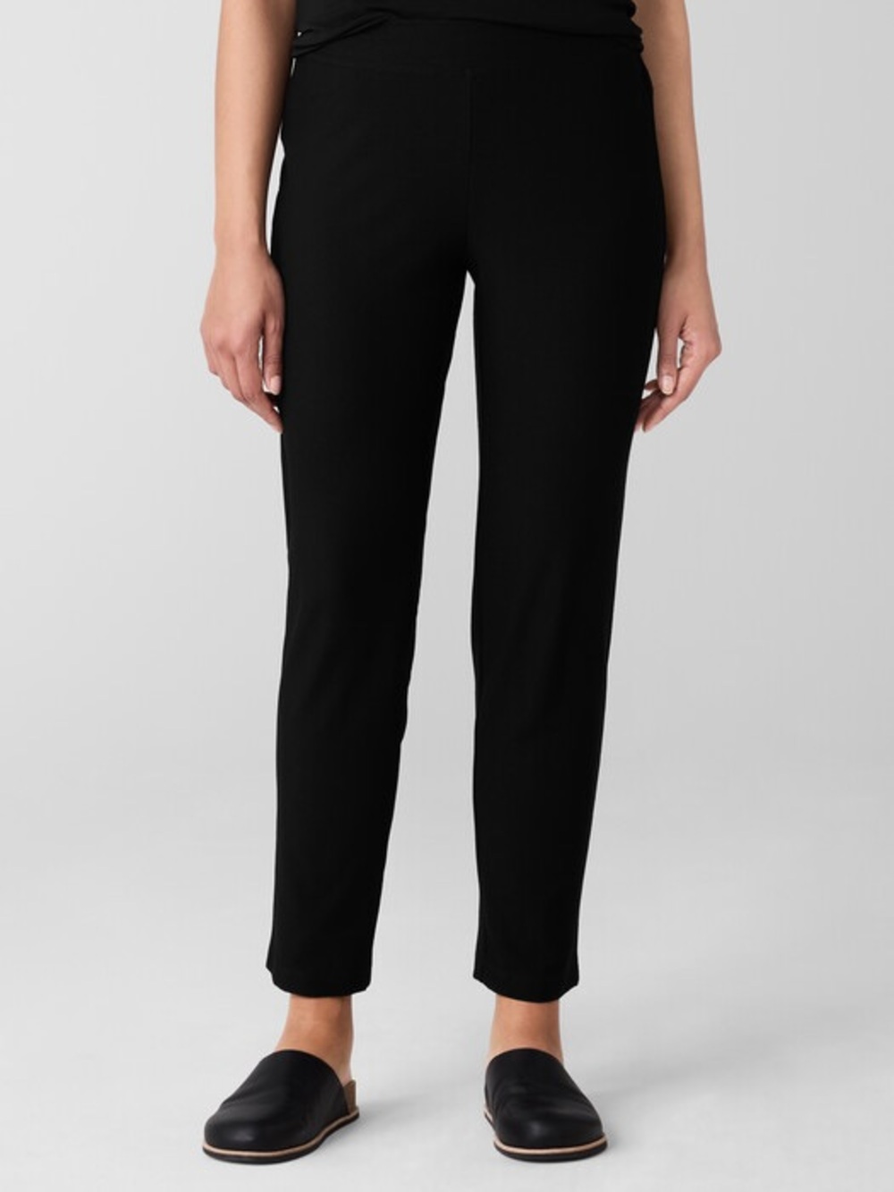 Eileen Fisher Washable Stretch Crepe Slim Pant - Black - Large - Picture 1 of 6